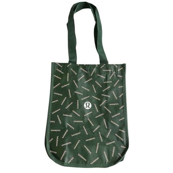 Lululemon Reusable Shopping Tote Bag Shopper Green Logo Yoga Beach Gym Small - Picture 1 of 7
